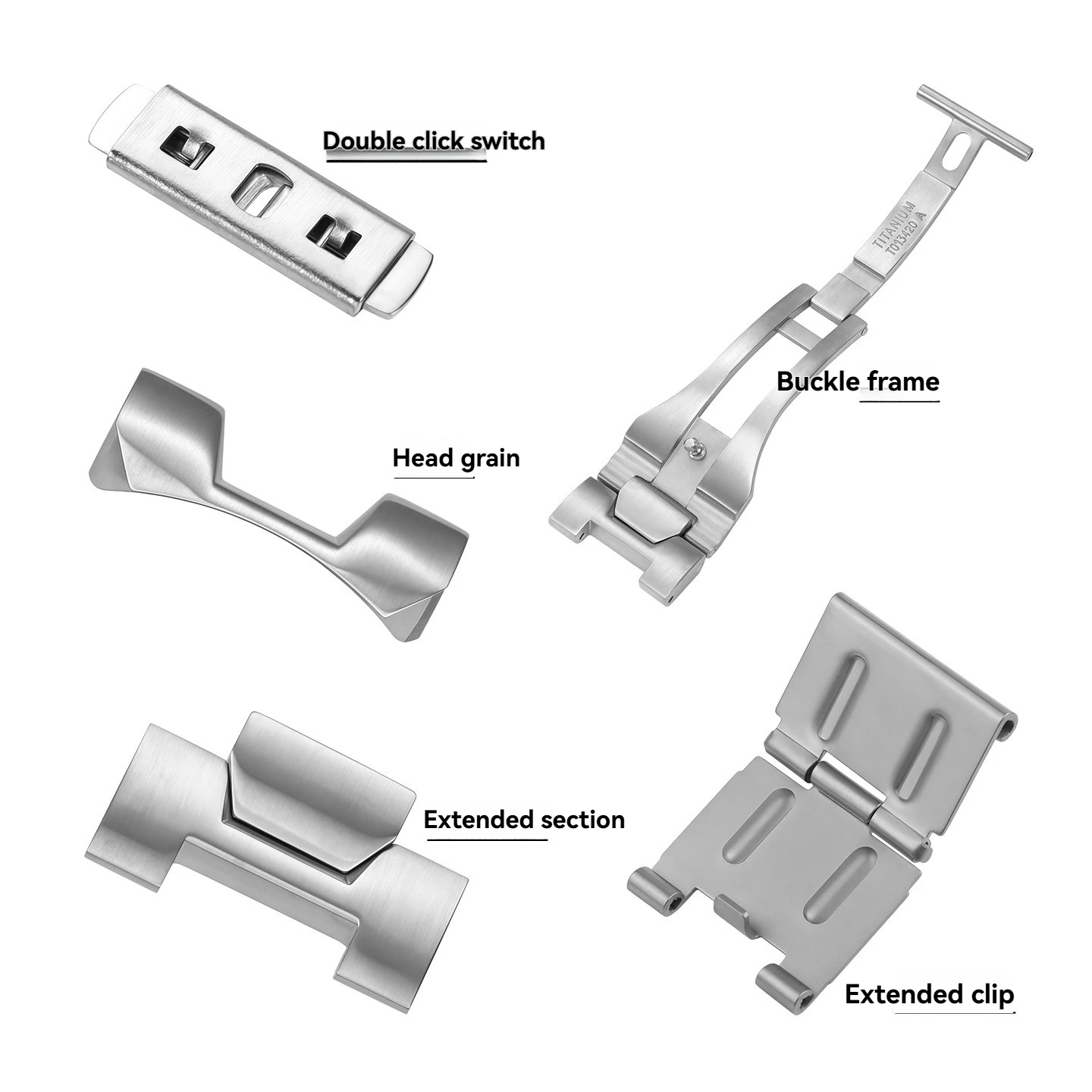 For Tissot T013.420 Series T013 Titanium Alloy Watch Lengthened Sections Buckles Headpieces Extension Pieces Double Press Switch