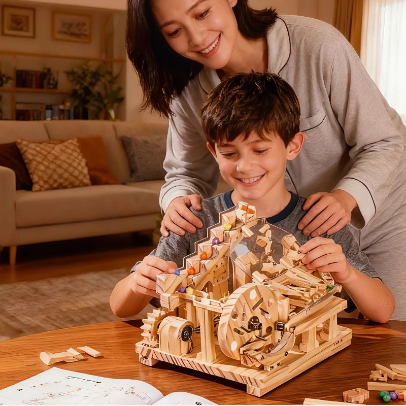 Puzzle Building Blocks Machinery Track Ball Toy Model Kit DIY Assembled Multiple Times Model Kit Building Adults Children Toys