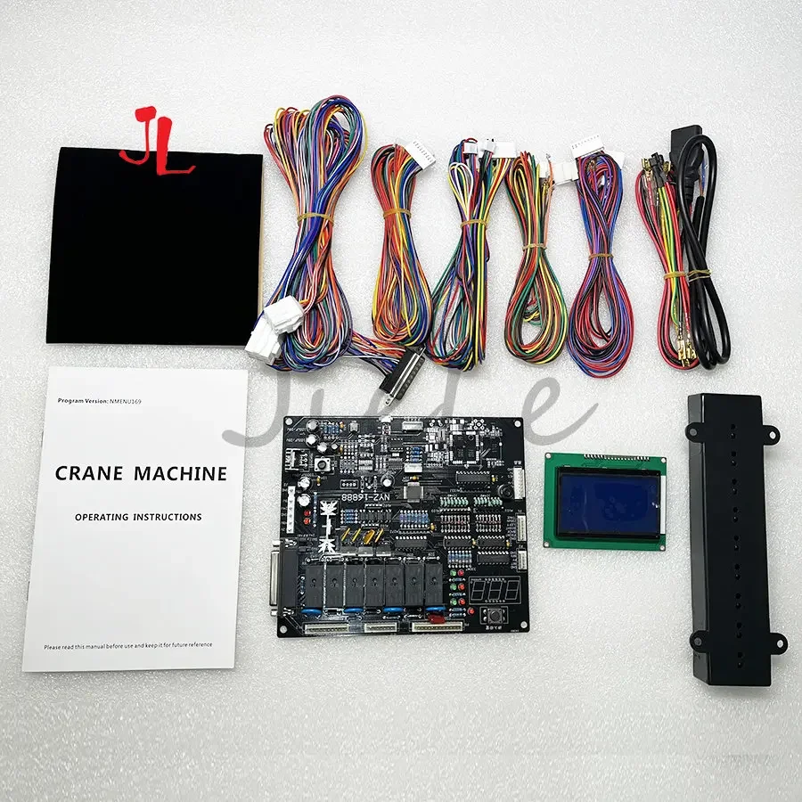 Arcade DIY Toy Vending Crane Machine Motherboard Mainboard English Claw Game PCB Board LCD Display Counter Sensor Wiring Harness