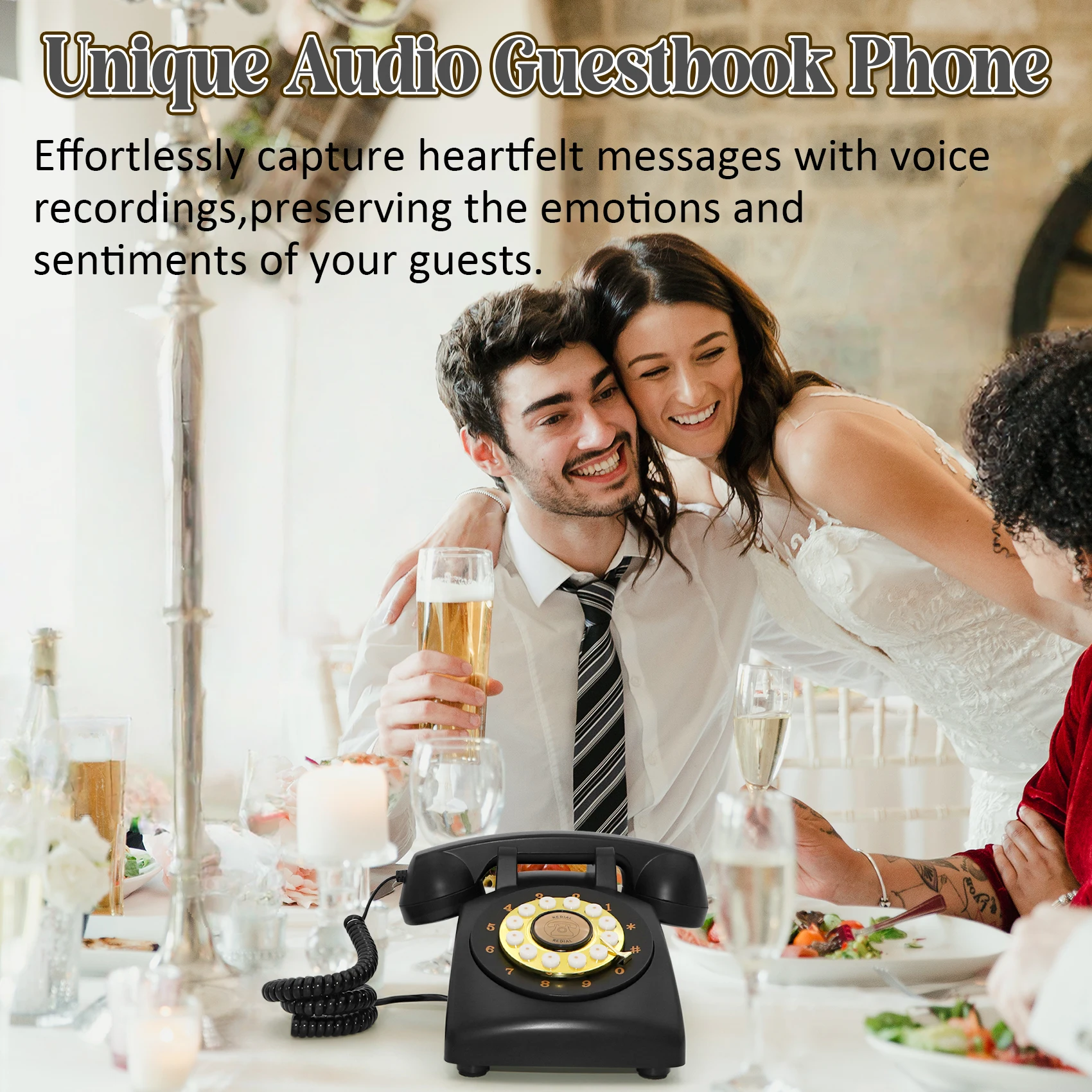 Audio Vintage Guestbook Telephone Wedding Birthday Party Voice Message Record Play Device Unique Retro Guest Blessing Recorder