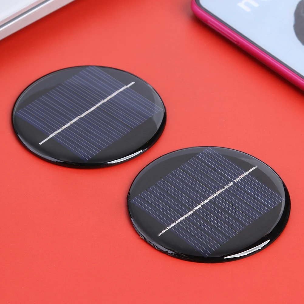 1/2Pcs Round Solar Pane Polycrystalline Silicon Solar Glue Panel Small Household Lighting System DIY Battery Cell Charger