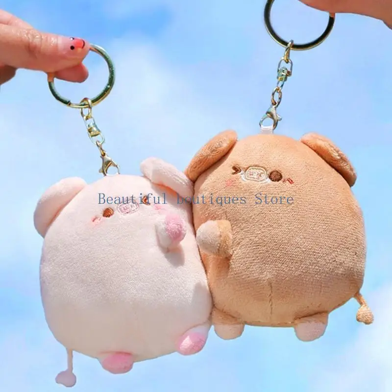 U4LF 1 Pair Pig Couple Keychain Plush-Sweet Pendant Keyring Promise Gift Valentines Day Alloy Keyring Lovely Gift