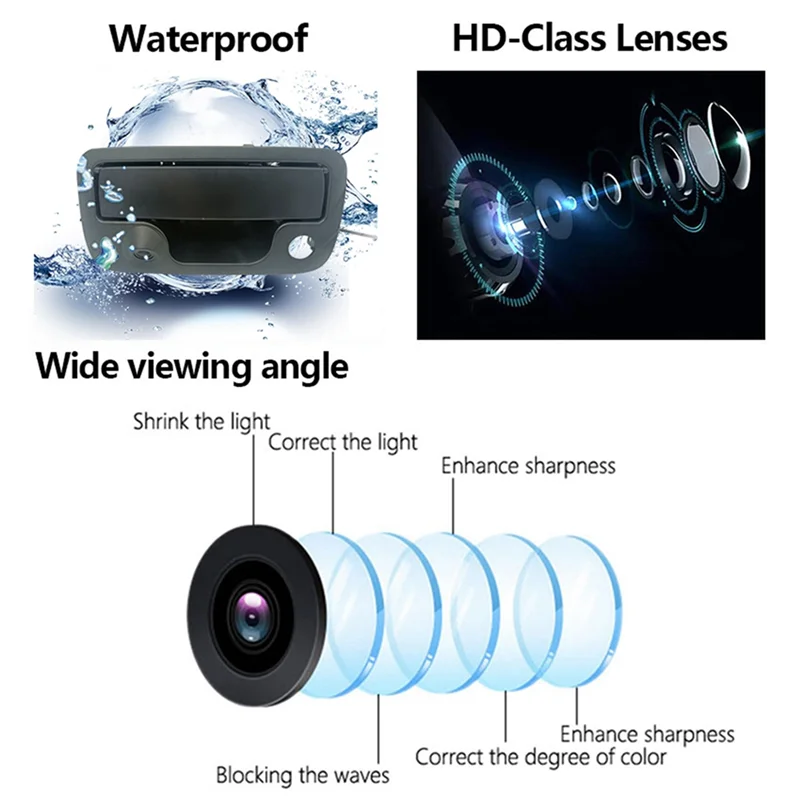 

Car Tailgate Handle Night Vision Wateproof Parking Reverse Backup Camera for VW Amarok Pickup Truck 10-20 Dynamic