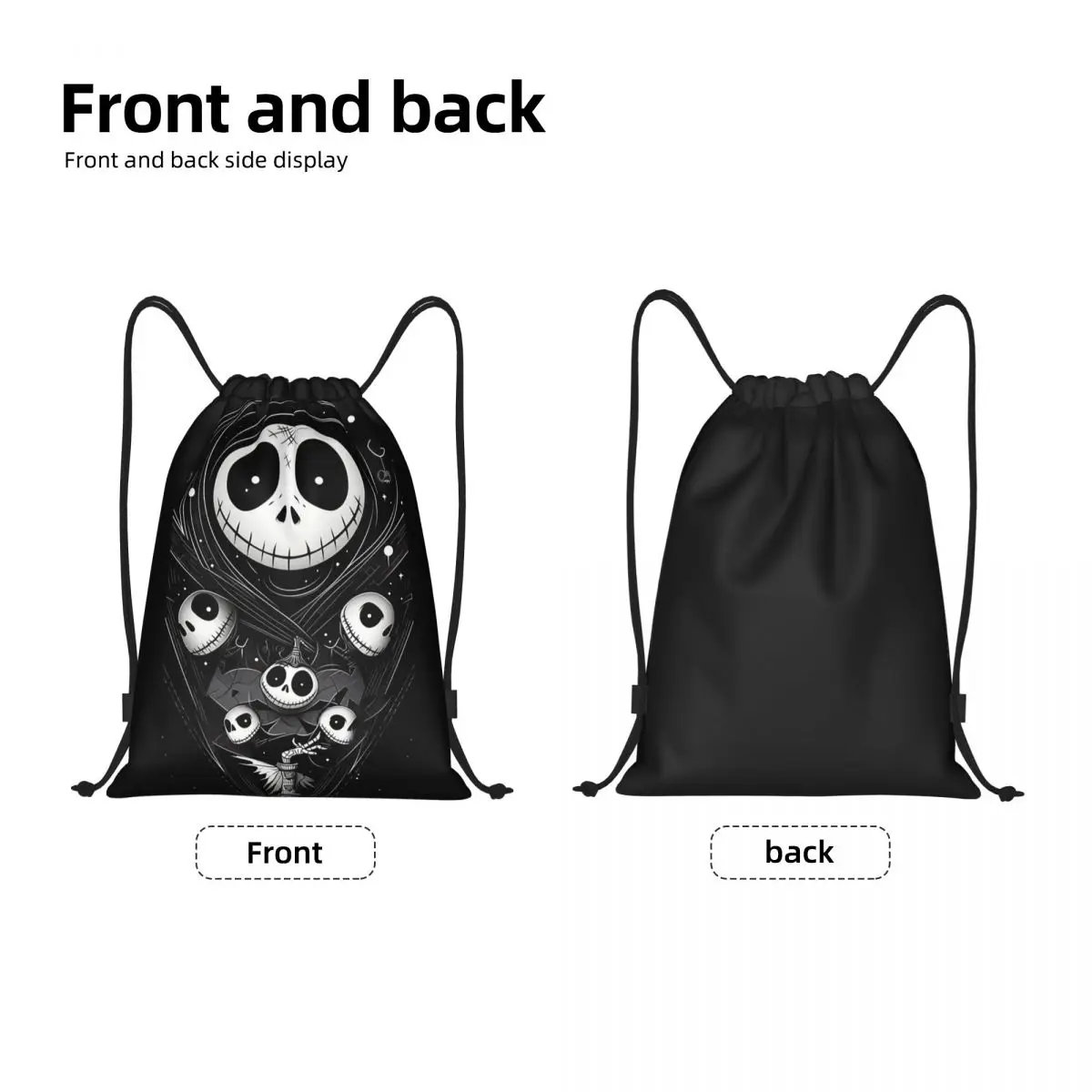 Custom Halloween The Nightmare Before Christmas Drawstring Bag for Training Yoga Backpacks Jack Skellington Sports Gym Sackpack