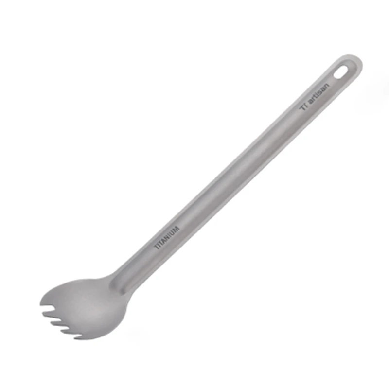 Cuillère en titane à long manche, couverts bactériostatiques, vaisselle de pique-nique de Camping en plein air, couverts de randonnée en titane spork 215mm
