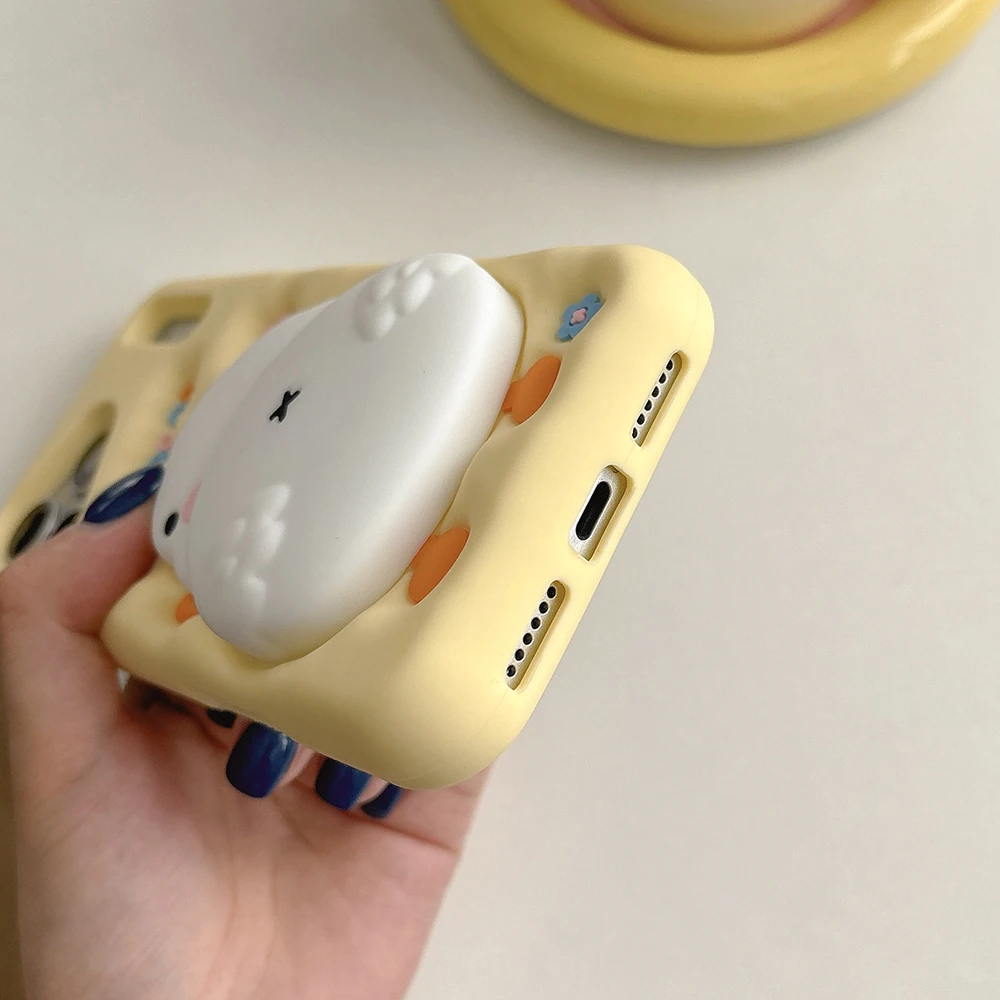 Niedliche 3D-Enten-Handyhülle mit Ständer für iPhone 17 16 15 14 13 12 Pro Max, stoßfeste weiche Silikonhülle mit Halterung – Detail 5
