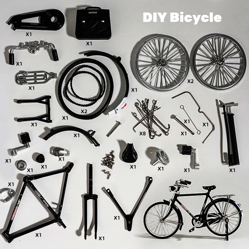 ของขวัญวันเกิด 1:10 DIY Retro จักรยานของเล่นประกอบอุปกรณ์เสริม Mini ชุดจักรยานตกแต่งบ้านบ้านตุ๊กตาเครื่องประดับ