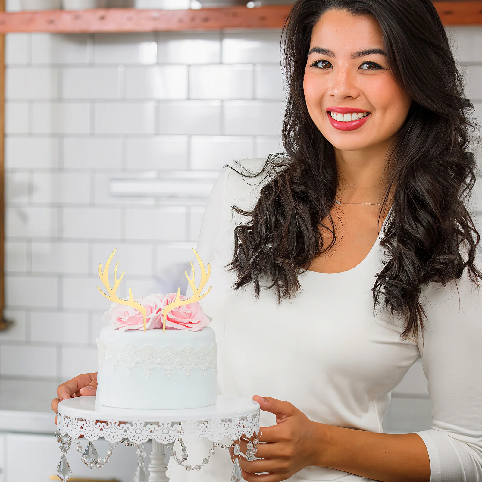 

5pcs Deer Horn Cake Topper Christmas Antlers Shape Cupcake Toppers Food Picks Mini Antlers Decoration For Holiday Party Xmas