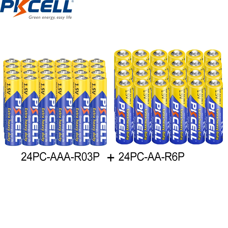 48PC AAA and AA Combo Pack AAA R03P Batteries +AA R6P Battery 1.5V Carbon Battery for Wireless Mouse