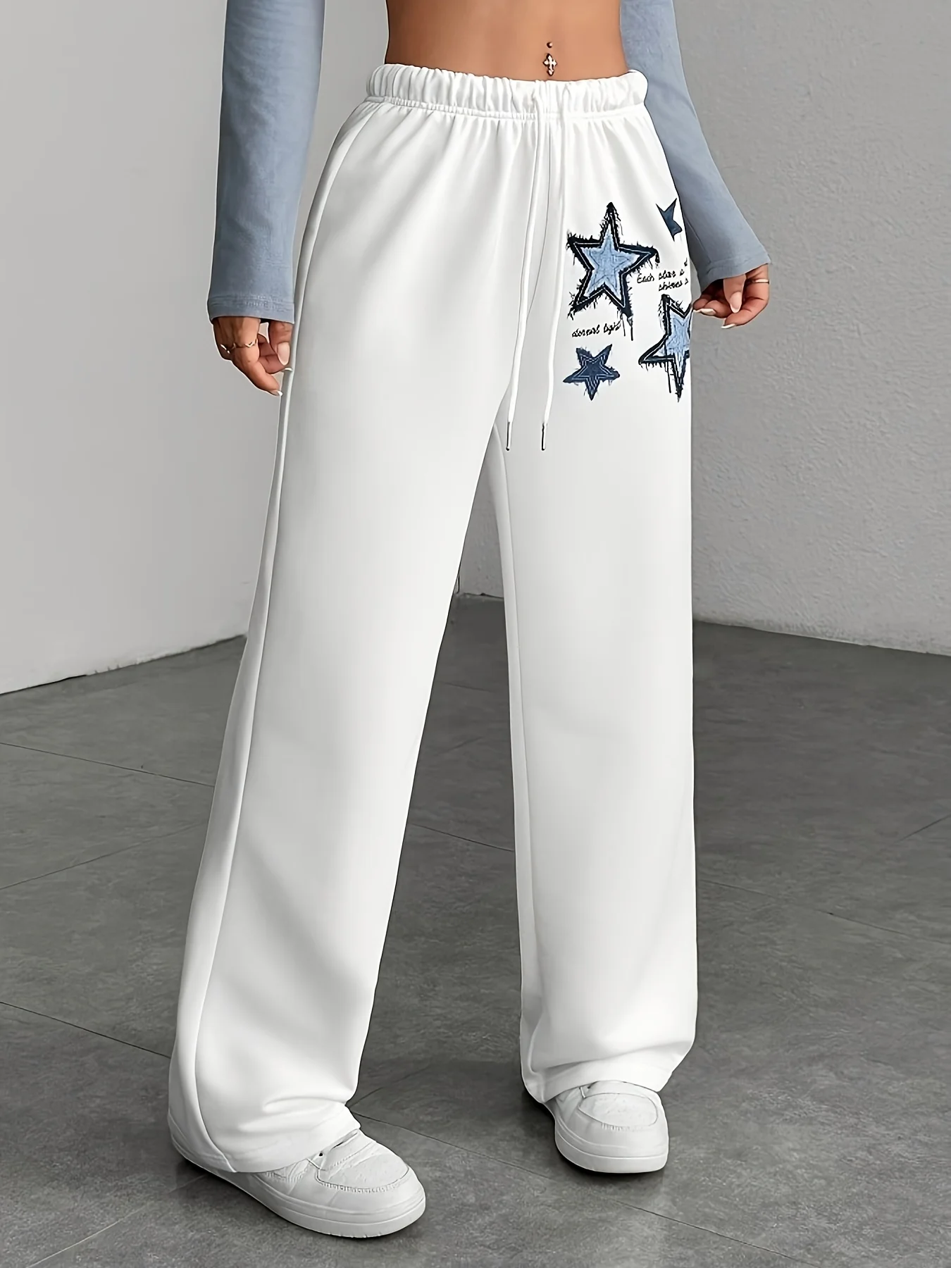 

Женские повседневные спортивные штаны больших размеров в уличном стиле со звездами, осенне-зимние флисовые классические свободные уличные брюки большого размера