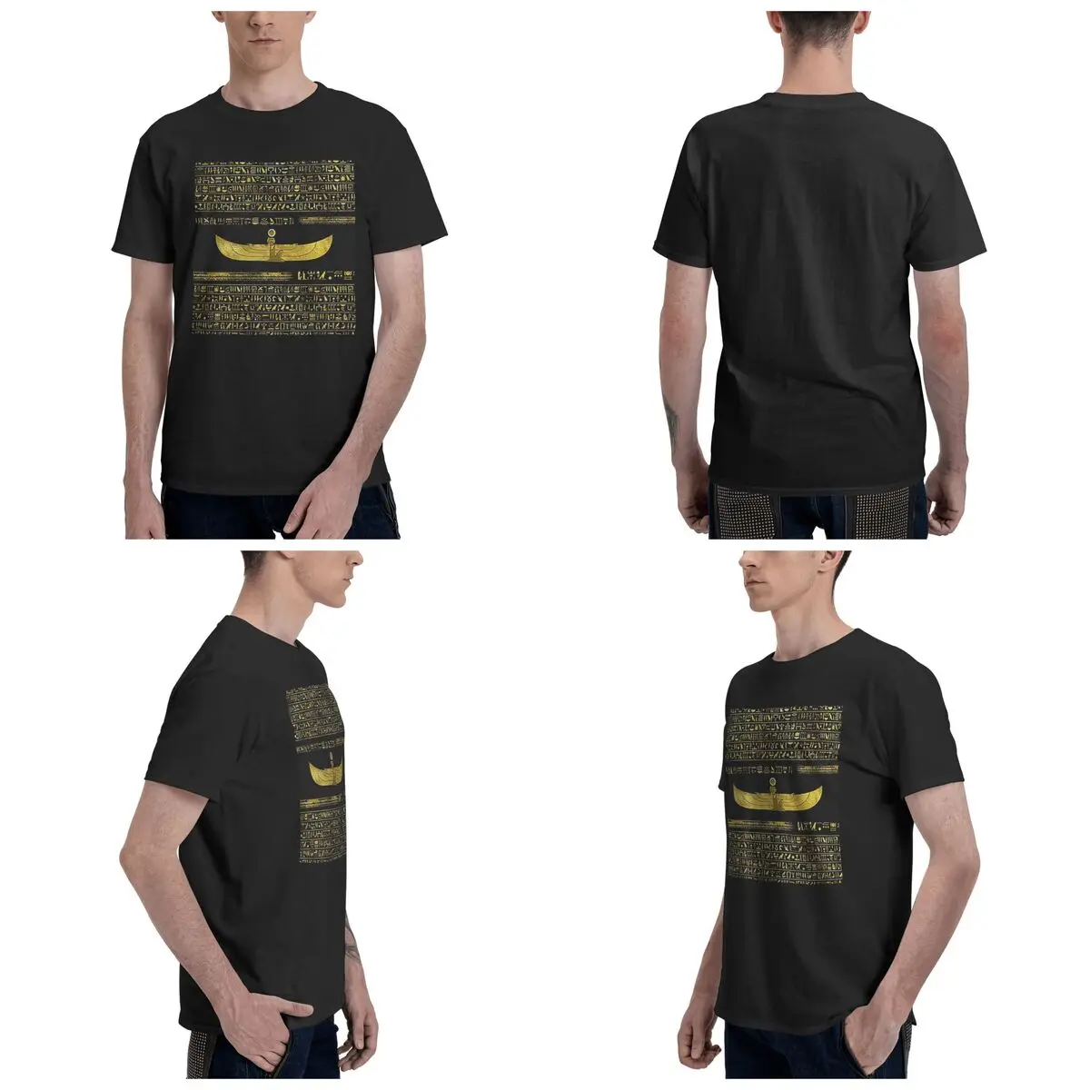 100% القطن الذهبي المصري الله زخرفة على الجلود السوداء تي شيرت الرجال الكلاسيكية تي شيرت الرجال طاقم الرقبة قمصان صيفية بلايز S-6XL
