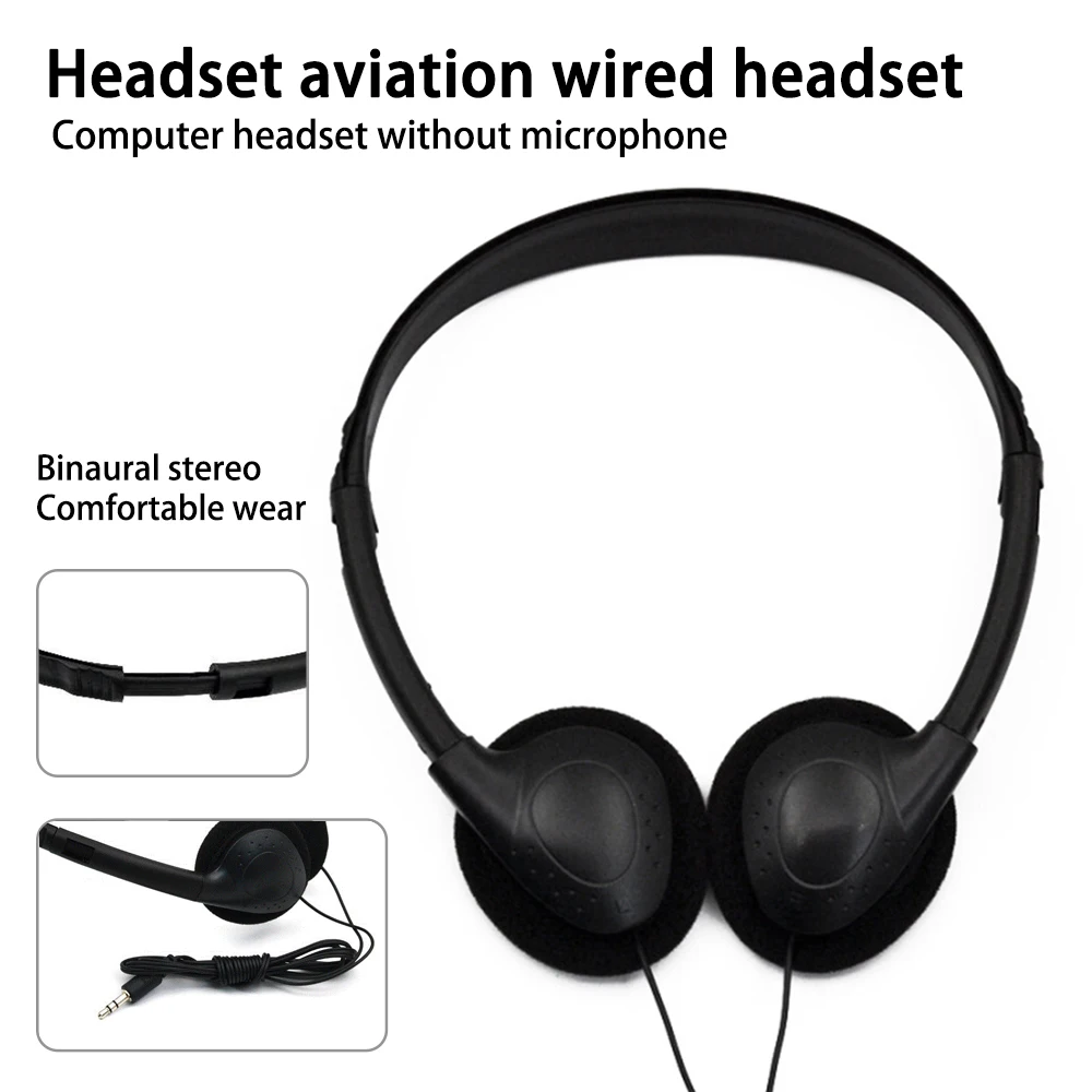 Universal 3.5mm Wired Computer Headphone No Microphone Gaming Headset Noise Canceling Sports MP3 Earphone Wired Stereo