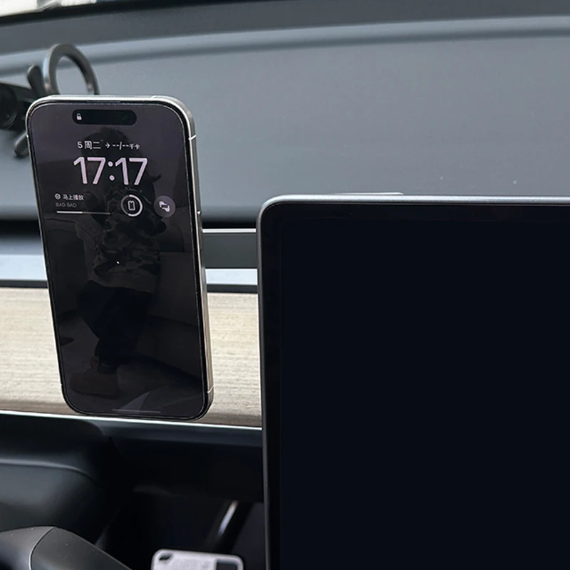 Magnetic Car Phone Holder For Tesla Model 3/Y/Highland/Juniper 360 Degree Rotation Bracket Screen Side Mount For Magsafe iPhone