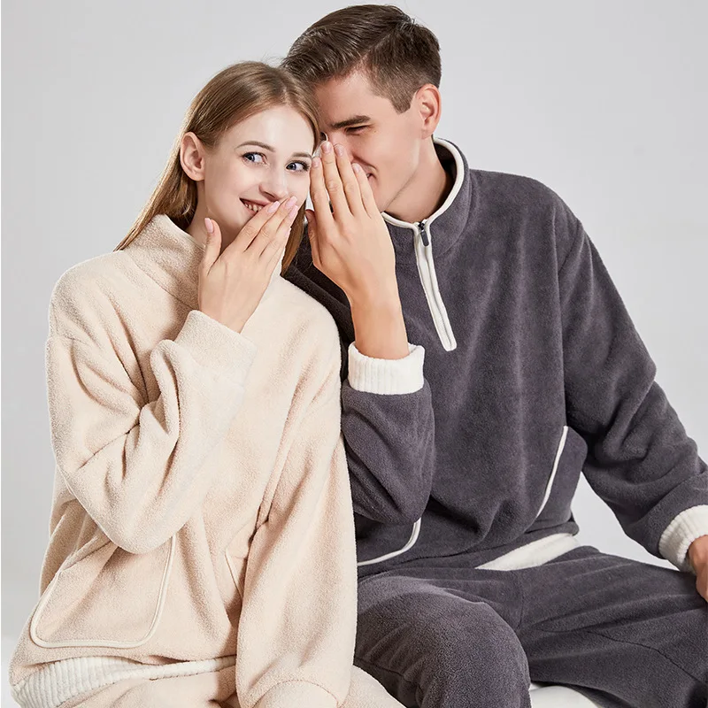 

Autumn Winter Long-Sleeved High-Collar Warm Homewear Simple Solid Loose Sleepwear Women Nightgown Loose Homewear