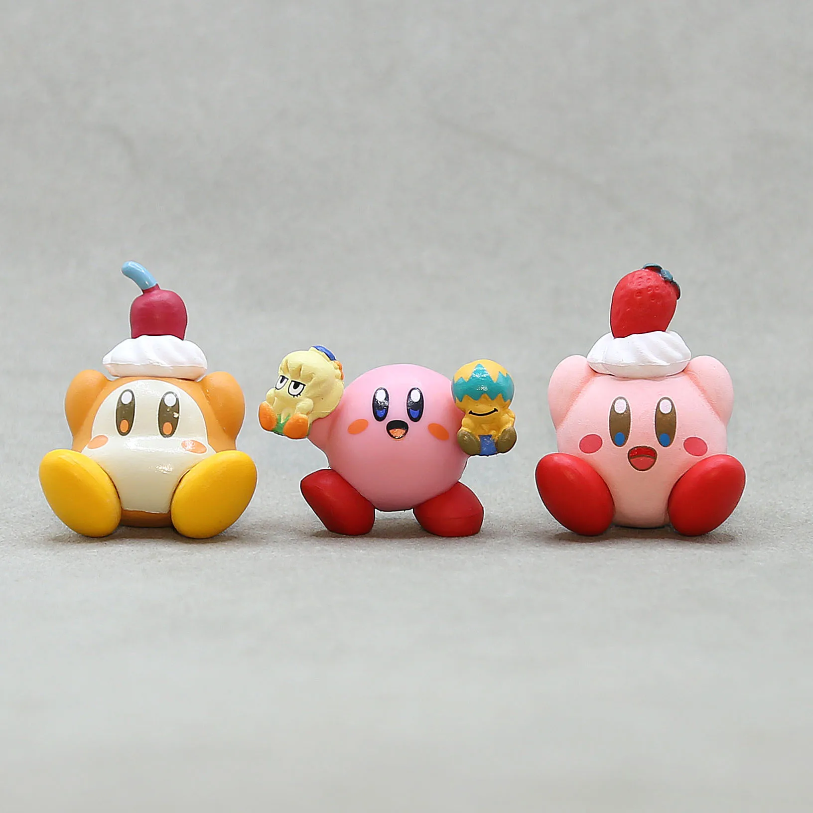 3Pcs/Set Anime Mini Kirby Action Figures Toys Cute Cartoon Pink Kirby Waddle Dee Doll Model Collection Ornaments Gifts