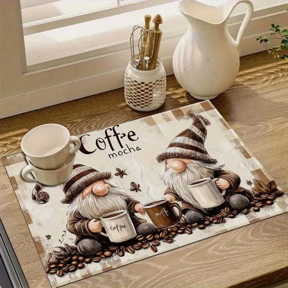 VIKAMA Christmas Dwarf Tablecloth Kitchen Drain Pad Water Absorbing Anti-Slip Bathroom Floor Mat Splash-proof Coffee Machine Pad
