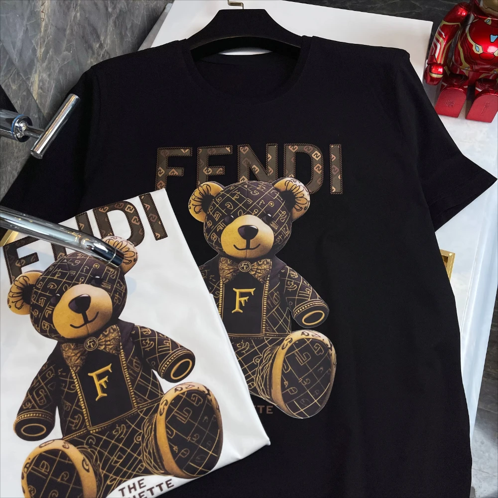 Trend Classic Women T-shirt Bear Print Tshirt Clothing Designer Tee 2025 Men Luxury Cotton Brand Oversized T Shirt Summer Tops