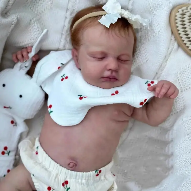19inch Reborn Baby Doll Sleeping Loulou Full Vinyl Body Lifelike Newborn Multiple Layers Painting 3D Skin With Hand-Rooted Hair