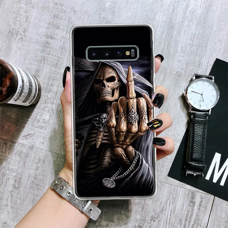 Grim Reaper Skull Skeleton Soft Phone Case for Samsung Galaxy S24 S23 S22 S21 Ultra S20 FE S10 Plus S10E S9 S8 + Fundas Cover