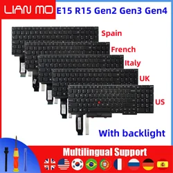 US/UK/Russian/French/Spanish/Italy notebook Keyboard Suitable for Lenovo Thinkpad R15/E15 Gen2 Gen3 Gen4 Backlit keyboard