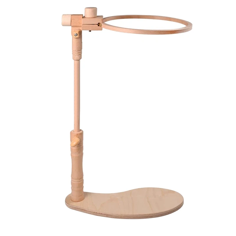 Embroidery Stand - Adjustable Rotated Cross Stitch Stand, Beech Wood Embroidery Hoop Stand Holder