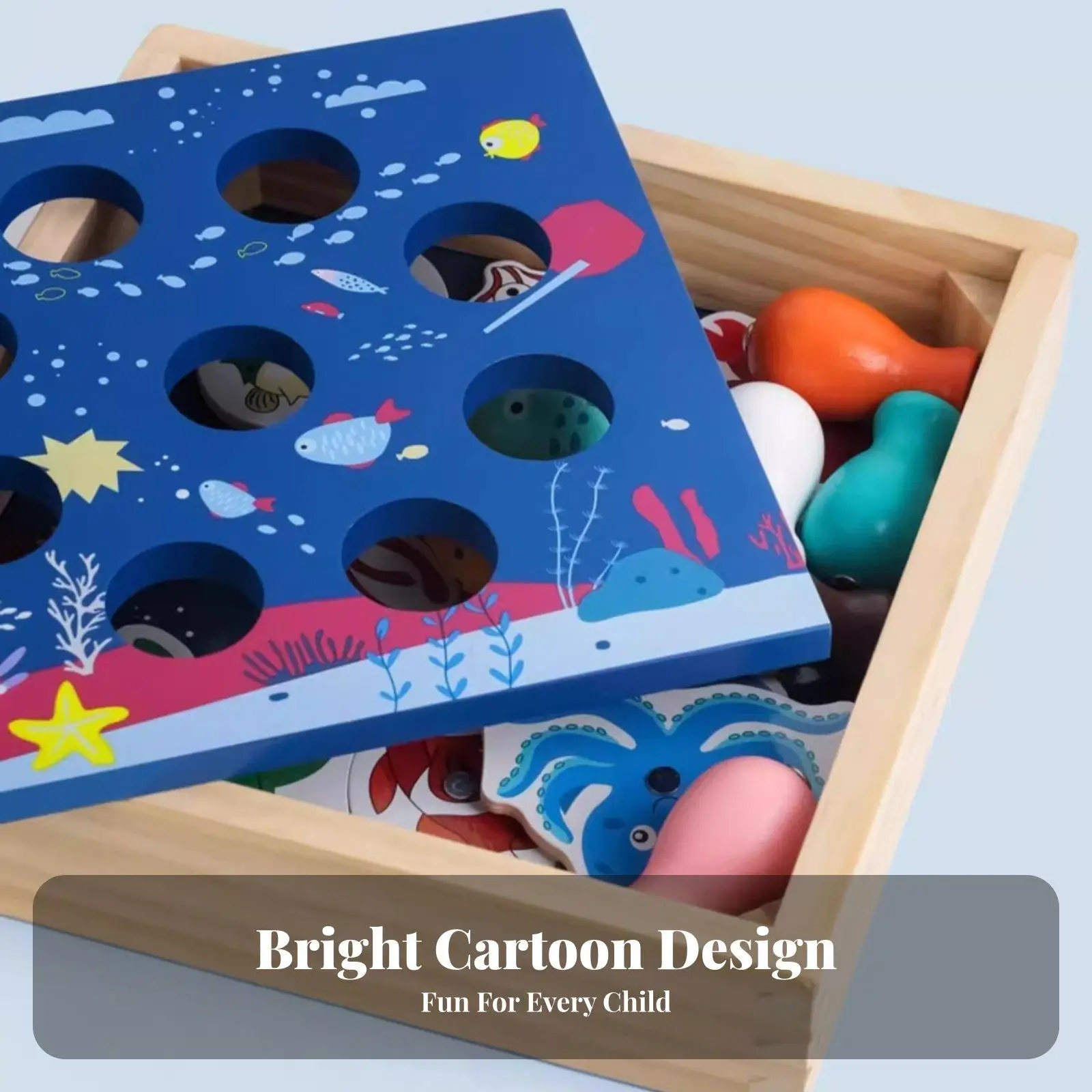 Kids Wooden Fishing Game Educational Toy for Children Sea Animal Puzzle Counting Colors Learning Fine Motor Skills