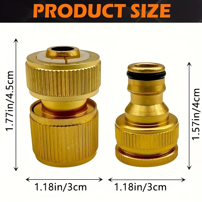 2 PCS Heavy-Duty Quick Connect Metal Hose Fittings EU Thread for 1/2
