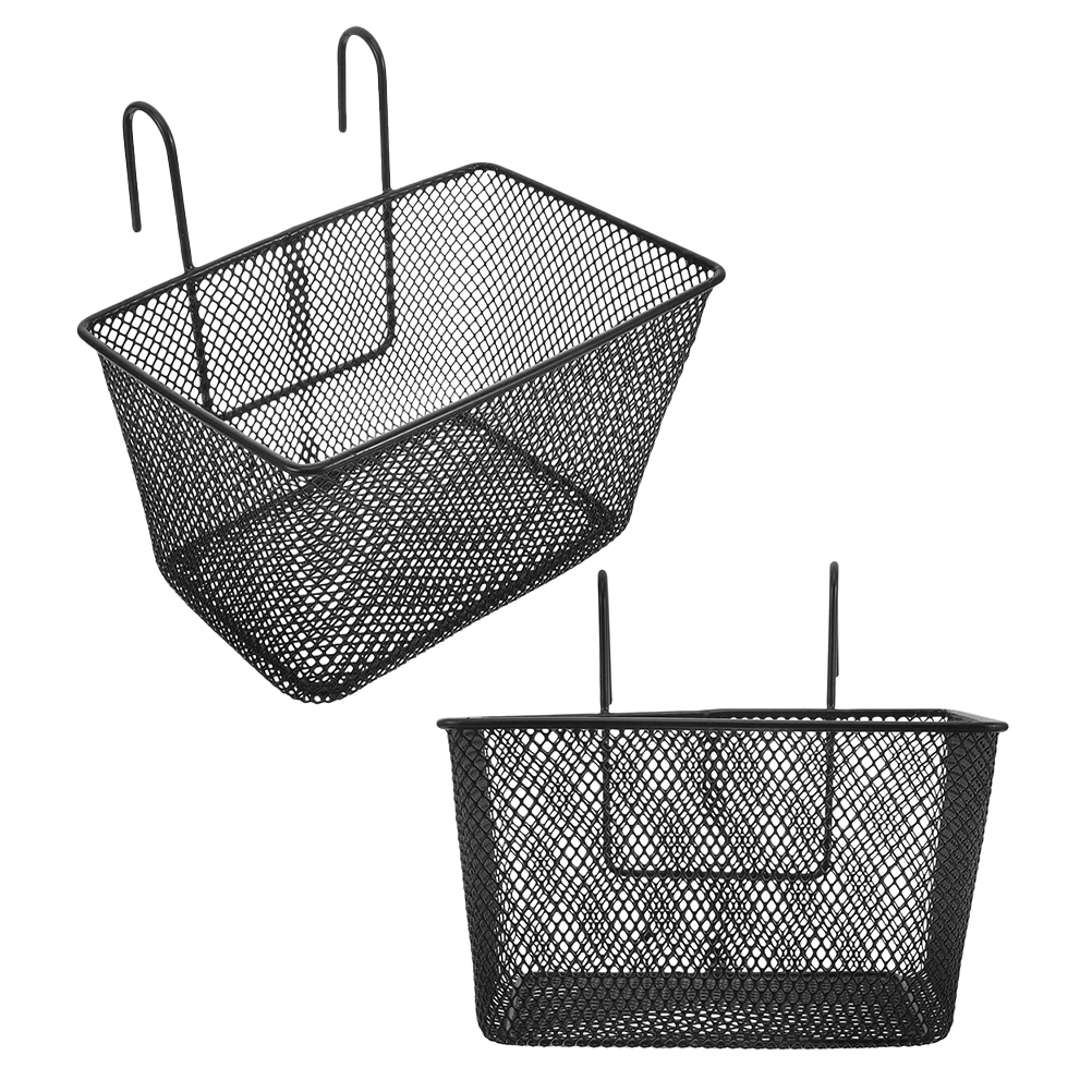 

2pcs Bike Basket Detachable Front Handlebar Baskets for Cycling Plastic Vegetable Iron Portable Reusable Storage