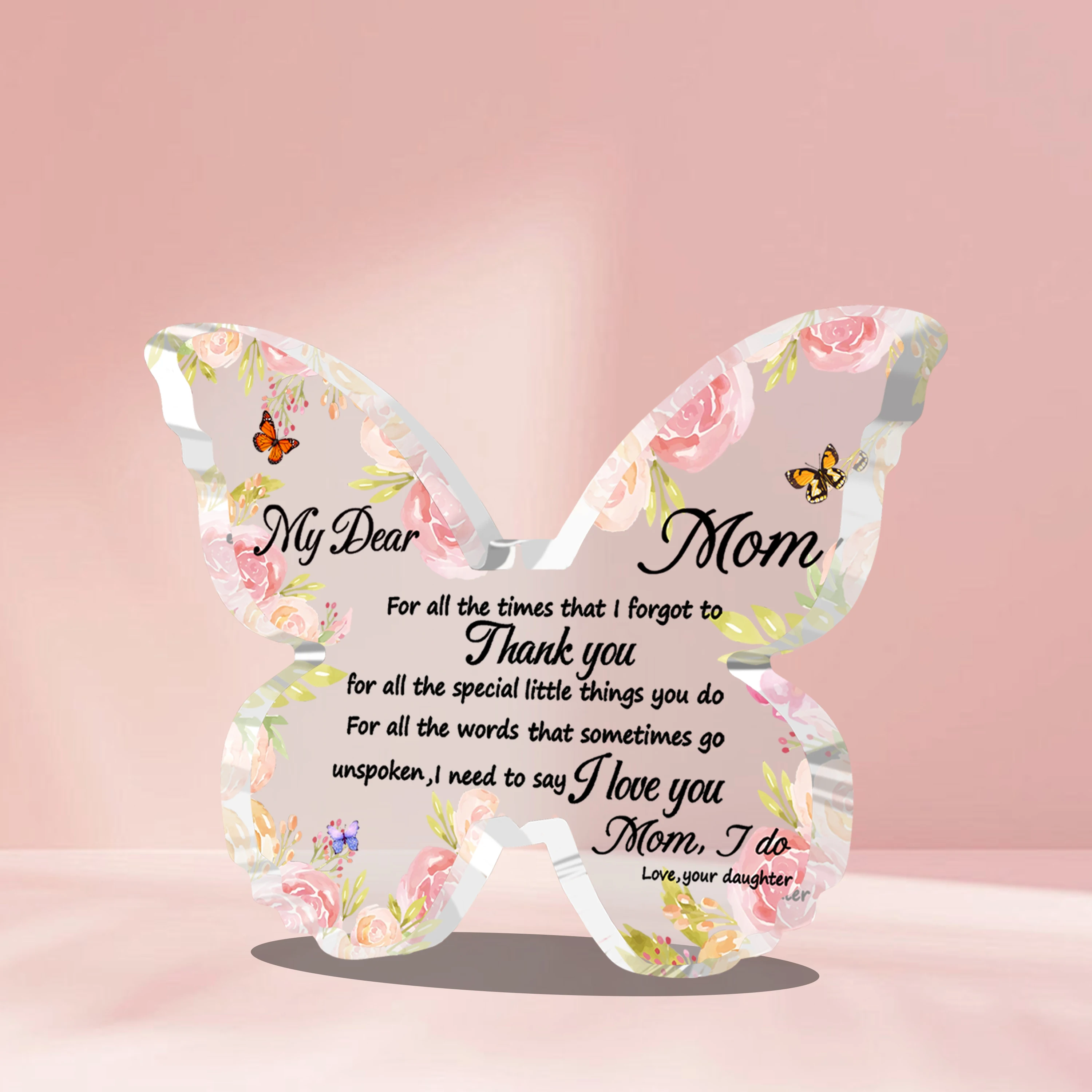 Gift from daughter and son to mother, unique mother's birthday gift creativity, butterfly shaped acrylic souvenir gift ﻿