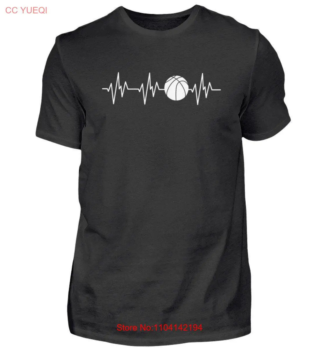 Basketball Player Heartbeat Basket Idea T Shirt Men's long or short sleeves