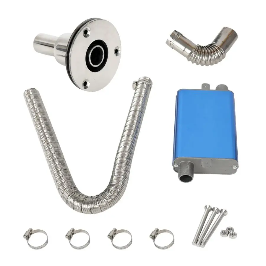 Silenziatore marmitta di scarico per riscaldatore di parcheggio diesel con connettore a gomito con flangia a muro per tubo di scarico per riscaldatore diesel cinese, f