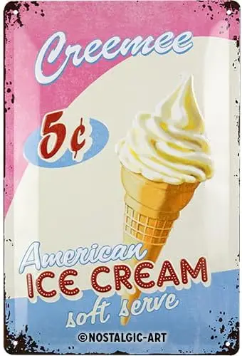 Nostalgic-Art Retro Tin Sign, 7.9 x 11.8, USA Diner Ice Cream – Gift idea for ; fans, Metal Plaque, Vintage design