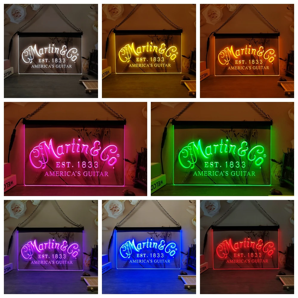 Martin Guitars Acoustic Music LED Neon Sign-3D Carving Wall Art for Home,Room,Bedroom,Office,Farmhouse Decor