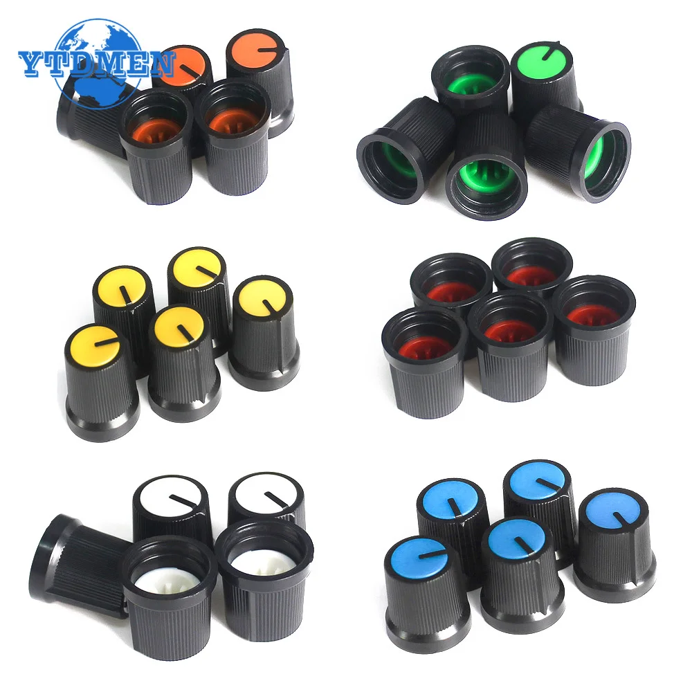 5/30pcs WH148 AG3 Potentiometer Knob Cap AG3 Plastic Rotary Switch Knobs Kit for Diameter 6mm Green Yellow Orange Blue White Red
