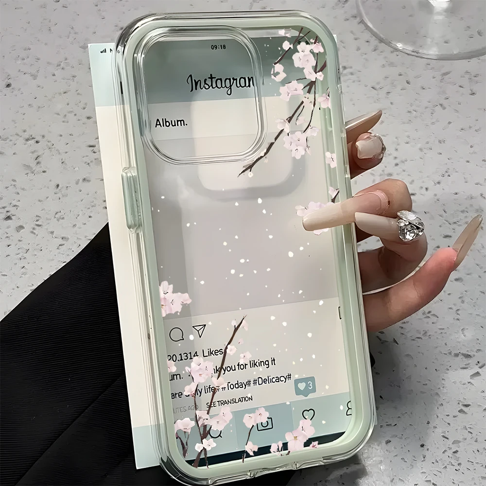 Kirschblütenmuster 2-in-1 Transparente Handyhülle für Samsung Galaxy S26 Ultra S25 S23 S24 S22 Plus A57 A37 A55 A54 A36 A35 A16 Cover – Detail 2