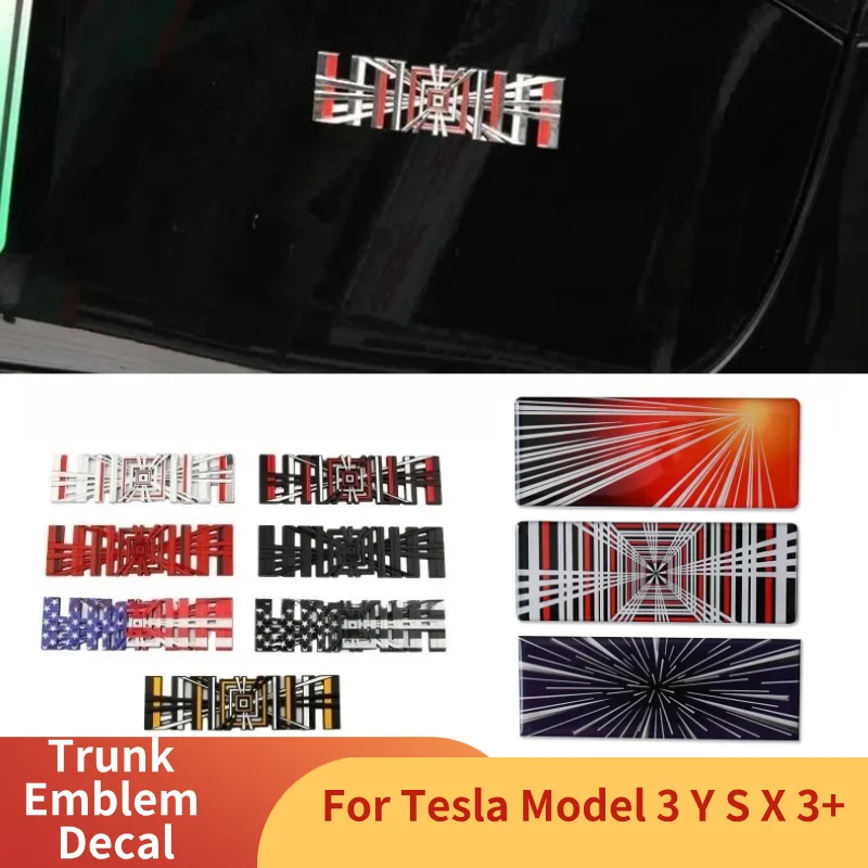 For Tesla Model 3 Y S X 3+ Car Style Plaid Logo Badge Sticker Car Accessories Trunk Emblem Decal Performance Letter Decoration