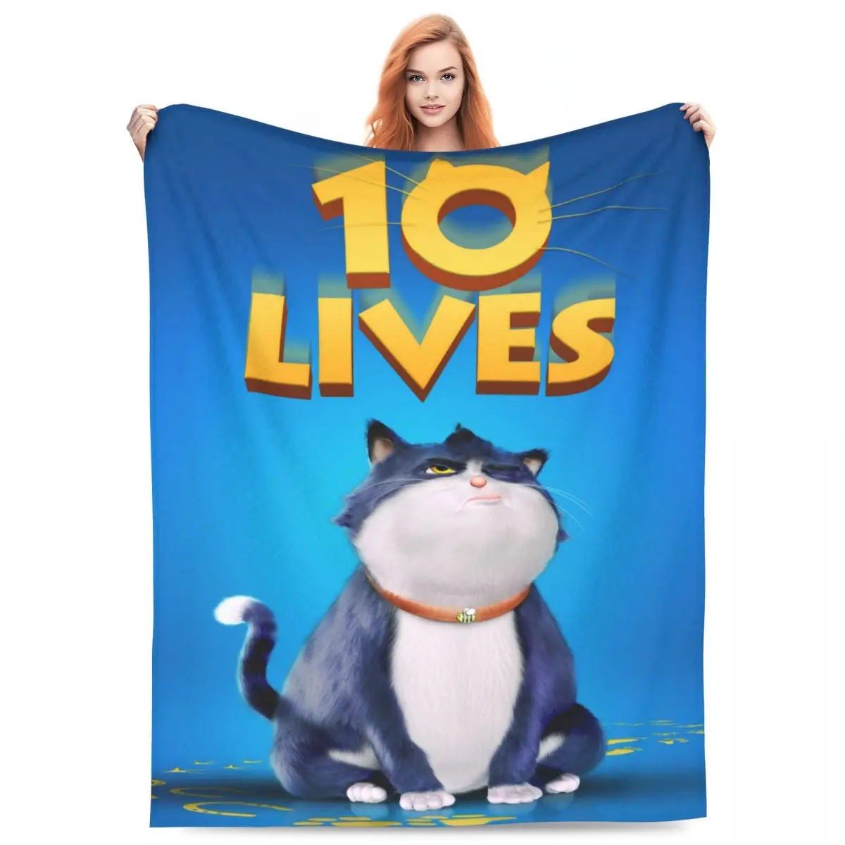 Throw Blanket 10 Lives Micro Fleece Blanket Four Sizes Fashionable Portable For Living Room Nice Gift