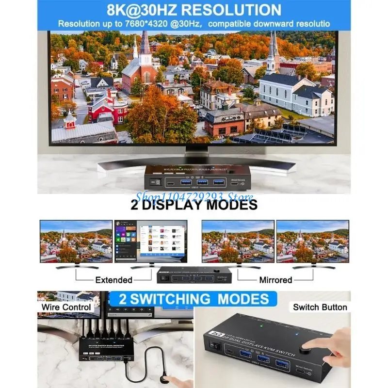 

Y2GD 2 in 2 out High Definition Port KVM Switcher for High Definition Display Multiple Computer with Display