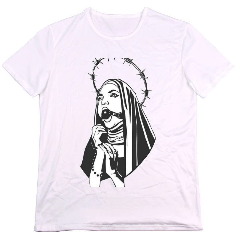 Fun Devil Evil Nun Harajuku Crazy retro fashion trend Summer comfort men women universal crew neck short sleeve T-shirt