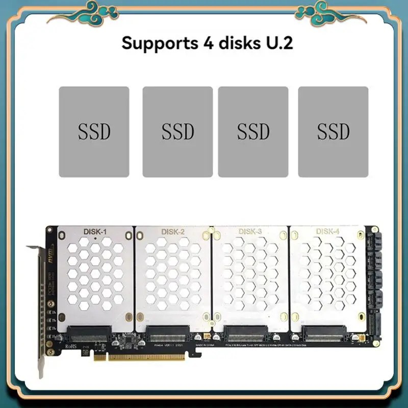 ABJG-2X PH46-4 4-Disk SFF8639 U.2 NVME & SATA 2.5-Inch Hard Drive To PCIE4.0 Split Card PCIE4.0 X16 Hard Disk Adapter Card