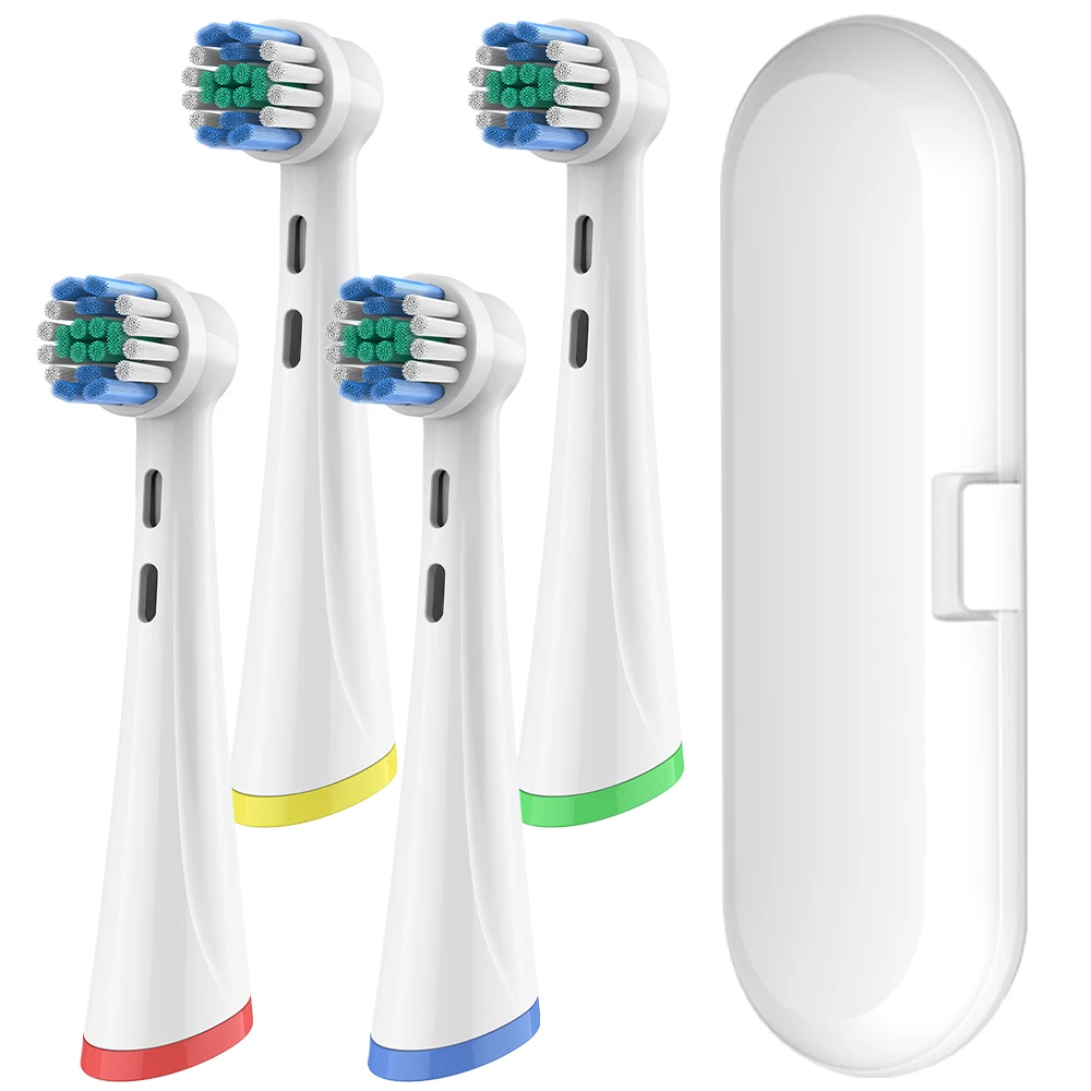 4 vervangende borstelkoppen en tandenborstelreiskoffer compatibel met Oral B iO 2/3/4/5/6/7/8/9/10 serie elektrische tandenborstels