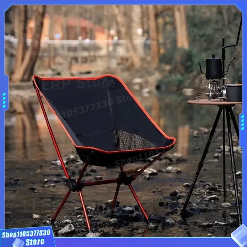 Portable Aluminum Alloy Camping Chair with Backrest Lightweight Folding Outdoor Seat for Fishing Hiking Picnic Travel Gear
