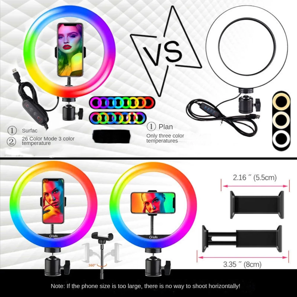 Usb10-Inch Support Professional RGB Colorful Fill Light Set Internet Celebrity Live Photography Desktop Selfie Beauty Lamp