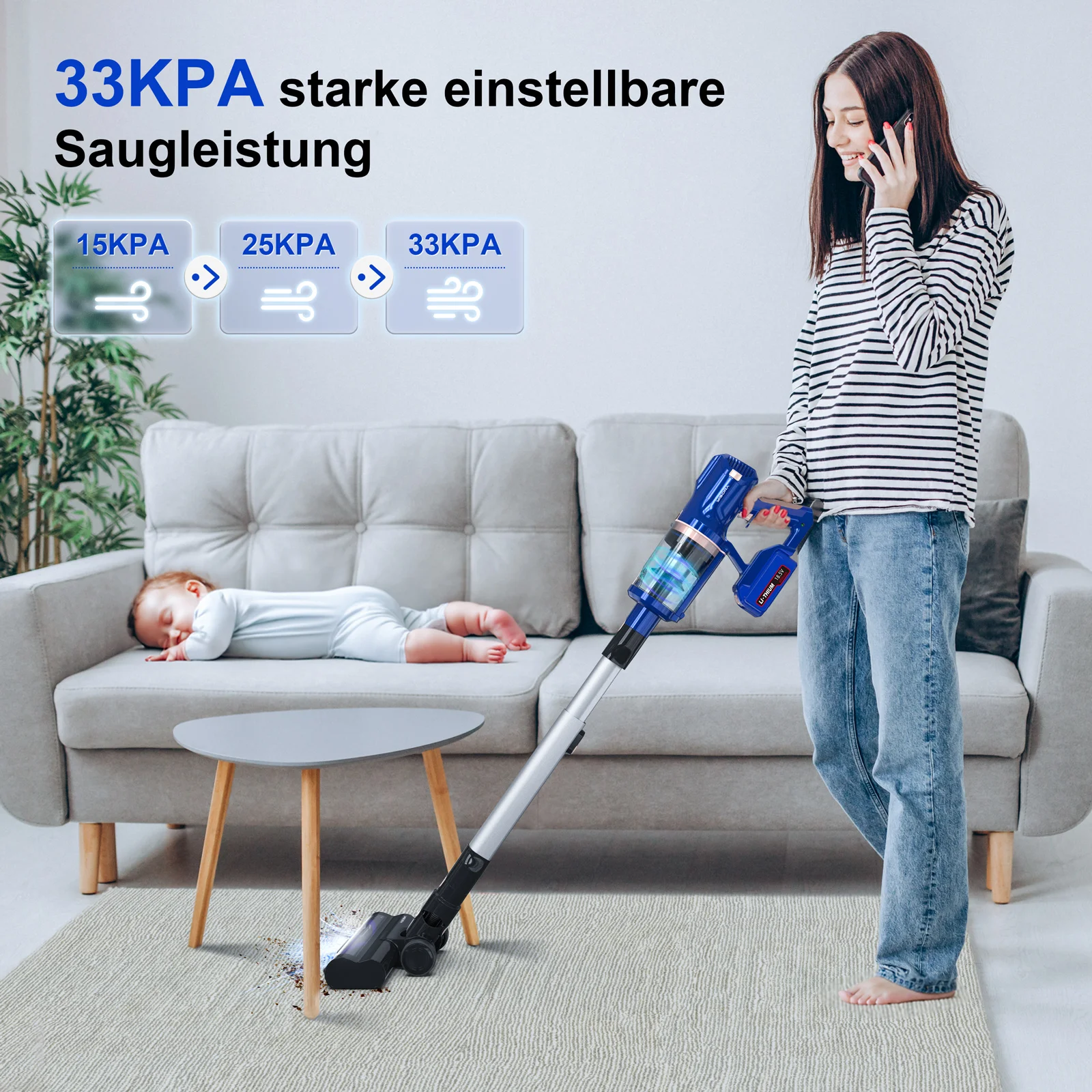 YISORA V12 Cordless Vacuum Cleaner Blue