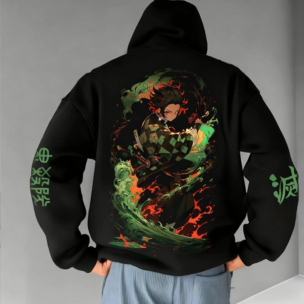 鬼滅の刃 メンズ パーカー スウェットシャツ 竈門炭治郎 アニメ 春秋冬 男の子 レトロ 長袖 親子コーデ