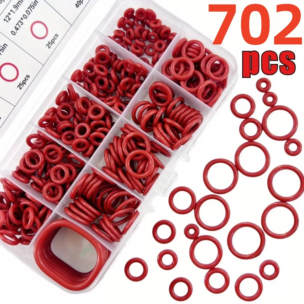 702/351-teiliges Silikon-O-Ring-Set, 10 Größen, öl- und hitzebeständig, geeignet für Autos, Rohrleitungen, kreisförmige Gummidichtungsringe, Dichtungspads