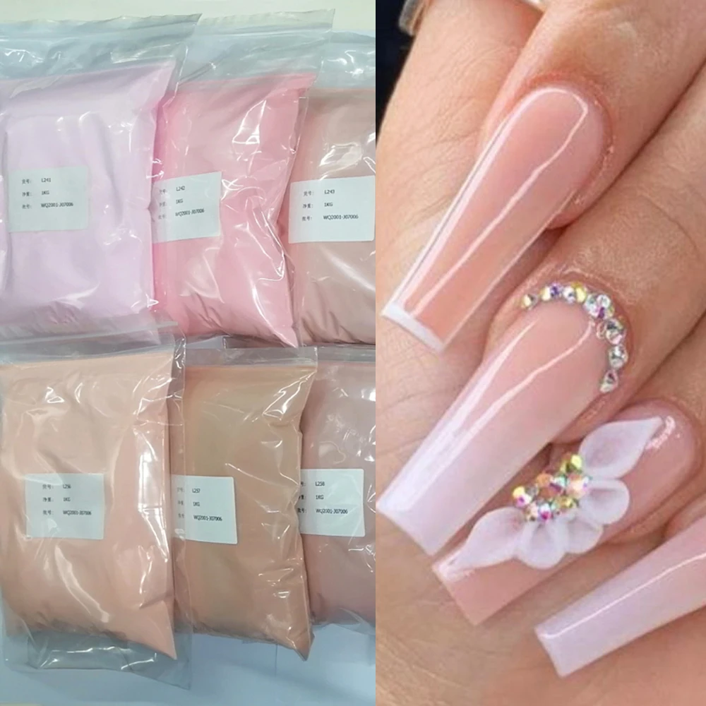 Прозрачная акриловая пудра для ногтей, 1 упаковка, розовый/коричневый цвета