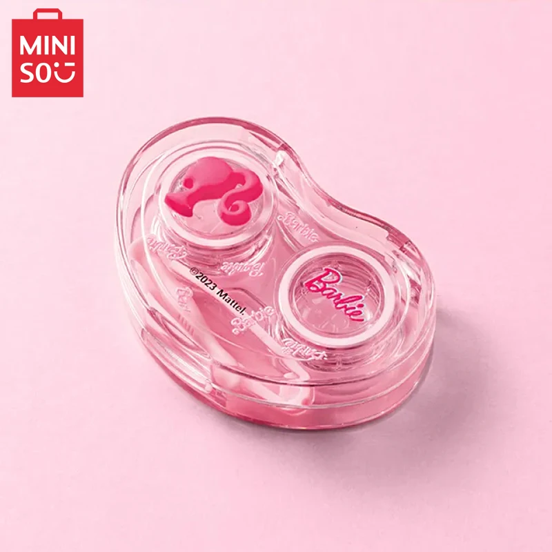 MINISO Barbie Sunlight Shining One Piece Beauty Eye Storage Box Anime Kawaii Womens Love Portable Dual Contact Lens Case Gifts