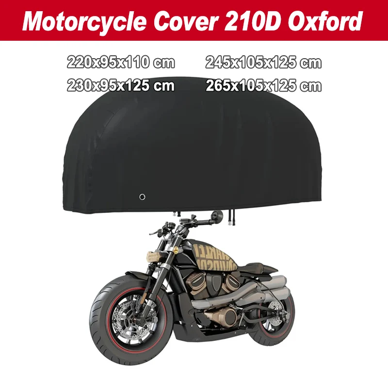 Universal Motorcycle Cover 210D Oxford with Silver Coating Water-resistant and UV Protection Windproof Design Motorcycle Cover