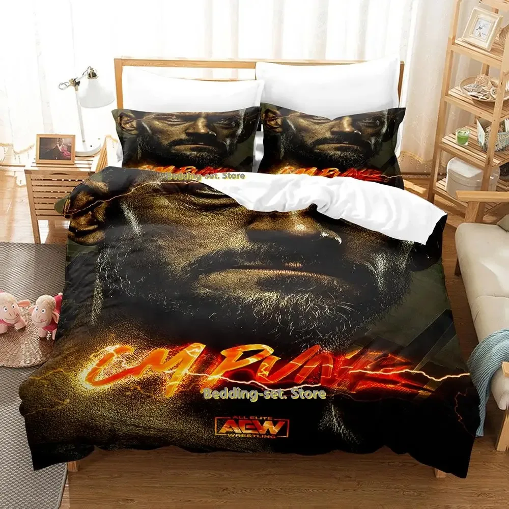 2023 Cm Punk Aew The Best In The World Bedding Set Single Twin Full Queen King Size Bed Set Adult Kid Bedroom Duvetcover Sets